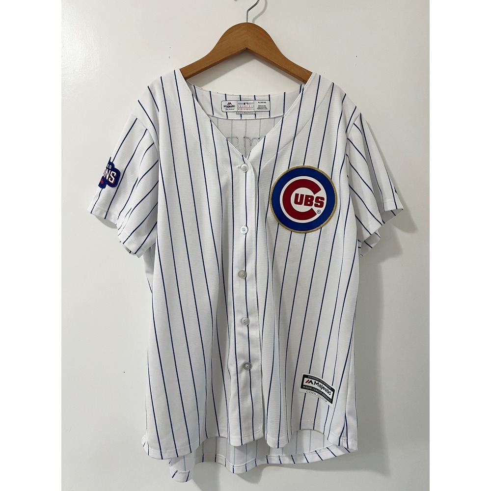 Majestic Chicago Cubs Kris Bryant 17 Jersey XL White Pinstripe World Series